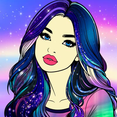 realistic girl with hair on her hair and lips