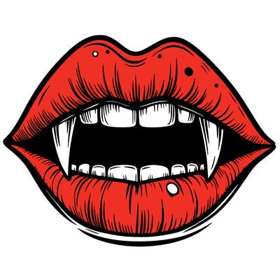 lips with vampire teeth