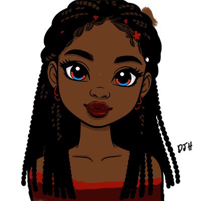 a realistic black girl with braids