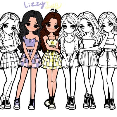 a group of girls realistic