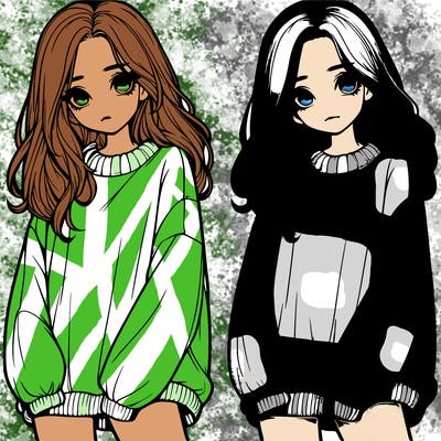 realistic girl with baggy sweater