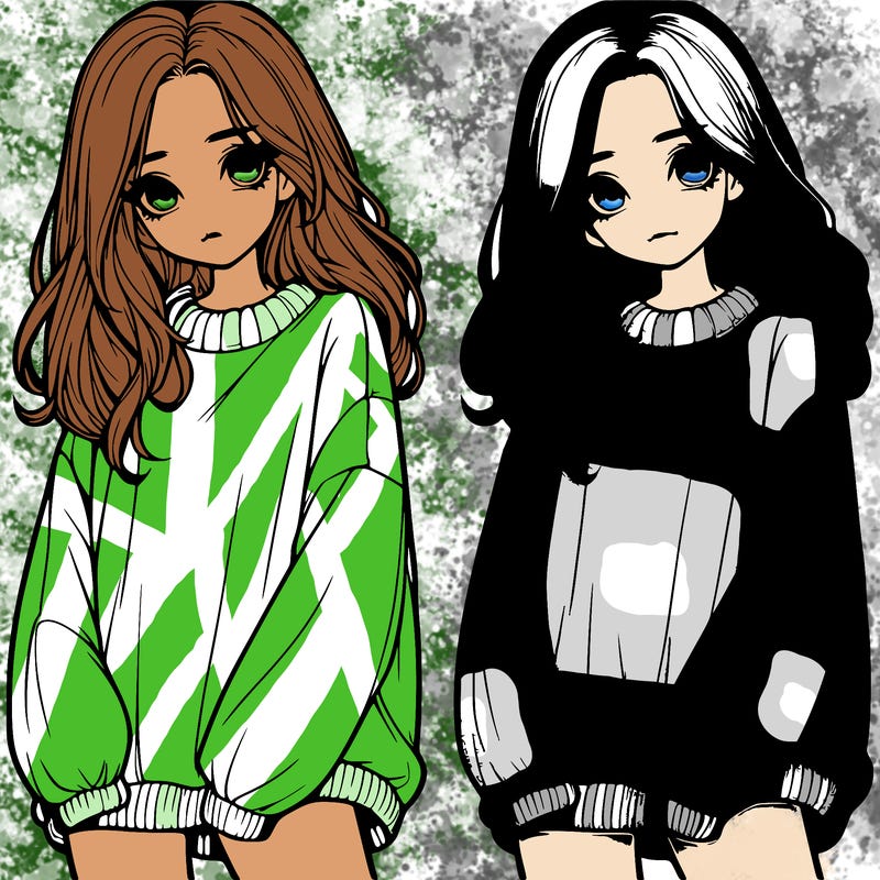 realistic girl with baggy sweater