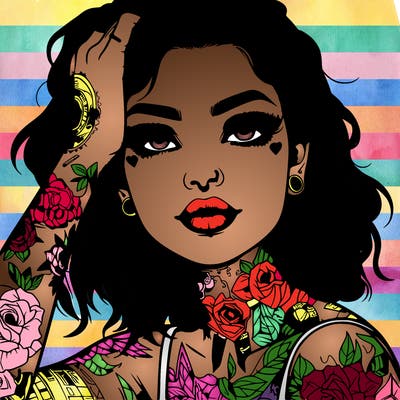 realistic girl with tattoos all over