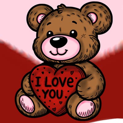 teddy bear holding an i love you heart