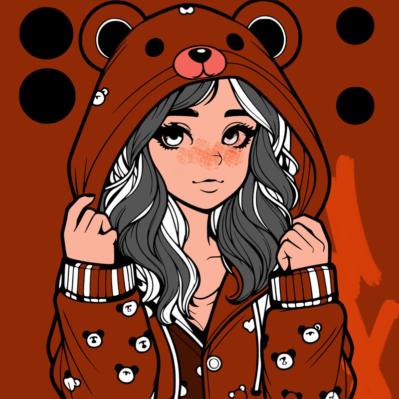 realistic girl in a animal pjs hoodie