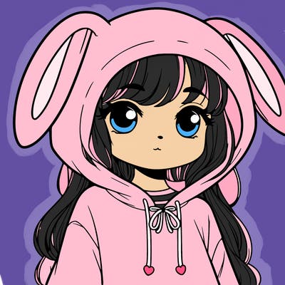 a girl dressed in a bunny hoodie