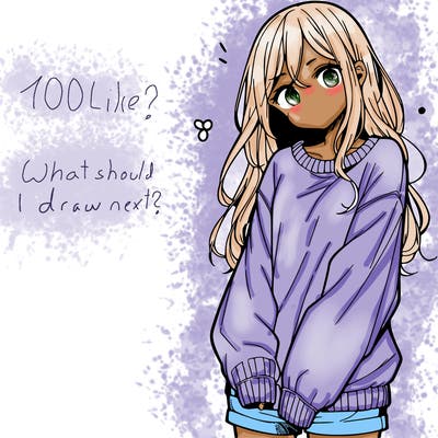 manga teen girl  in a sweater and baggy pants