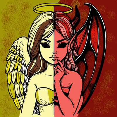 realistic angel half demon