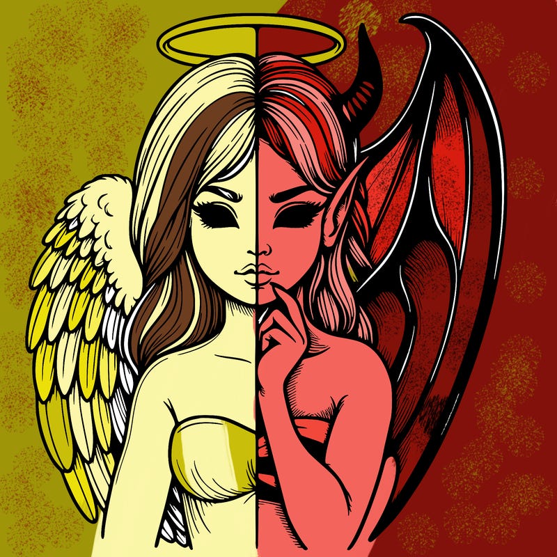 realistic angel half demon