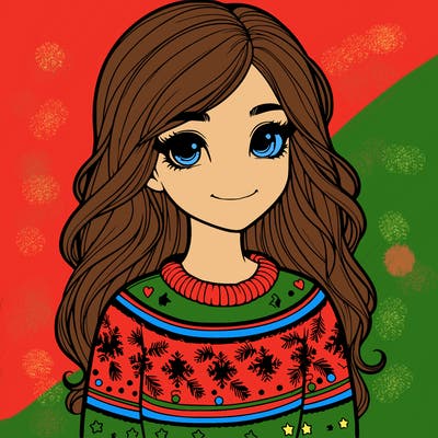 realistic girl with a christmas sweater