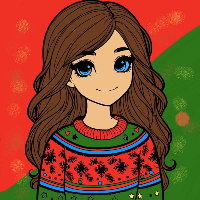 realistic girl with a christmas sweater