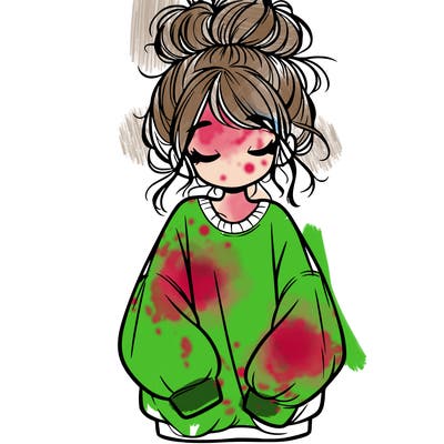 girl with baggy sweatshirt and messy bun