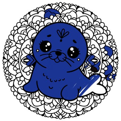 a cute baby seal mandala