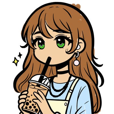 teenage girl drinking boba