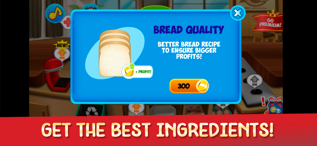 My Coffee Shop - Cafeteria - Menu di gioco per migliorare la qualità del pane per maggiori profitti in My Coffee Shop