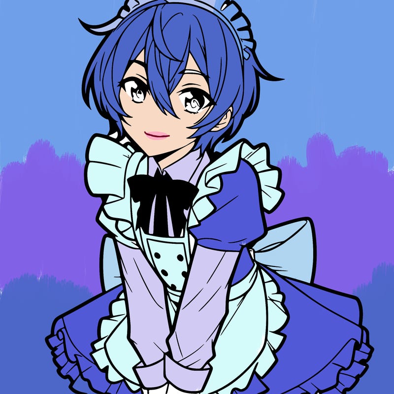male anime character in a maids dress