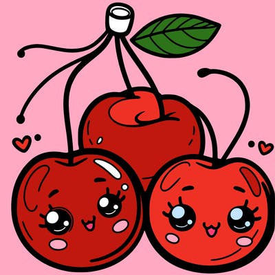 cherrys with cute faces