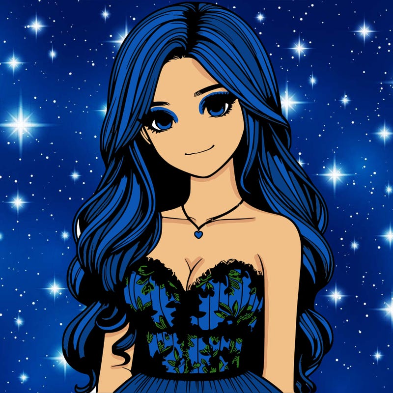 realistic girl with long hair and pretty prom dress