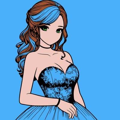 realistic girl in prom dress