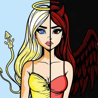 devil vs angel realistic girl