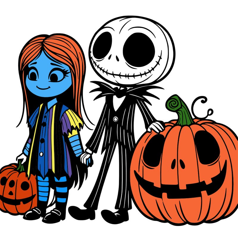 jack the pumpkin king with sally and a pumpkin