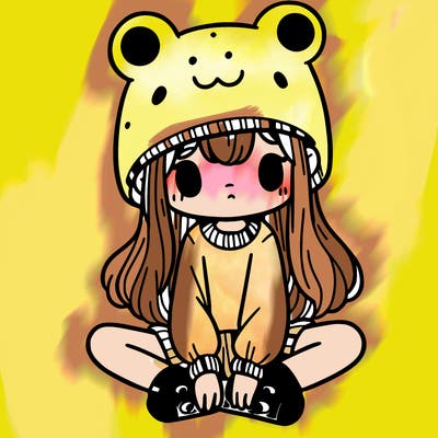 a girl wearing a frog hat and some frog socks