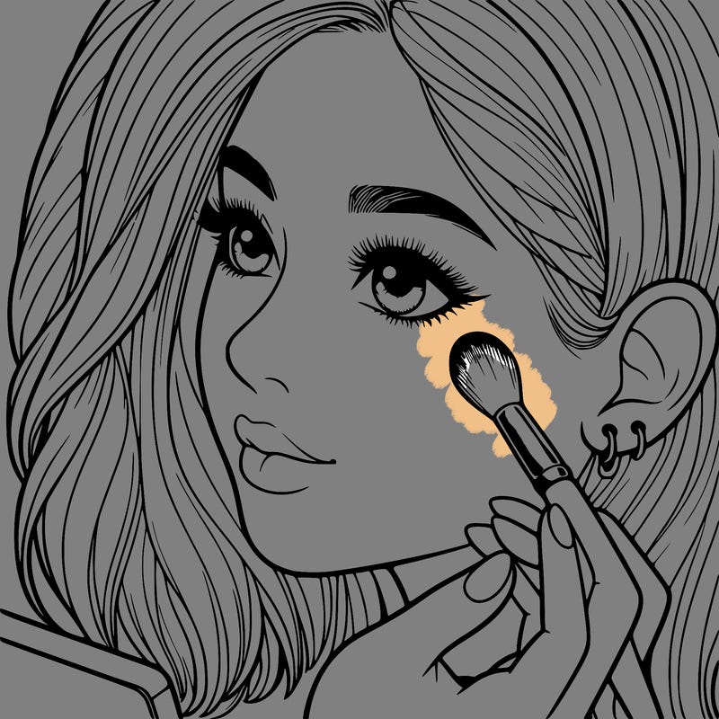 a realistic girl doing her makeup