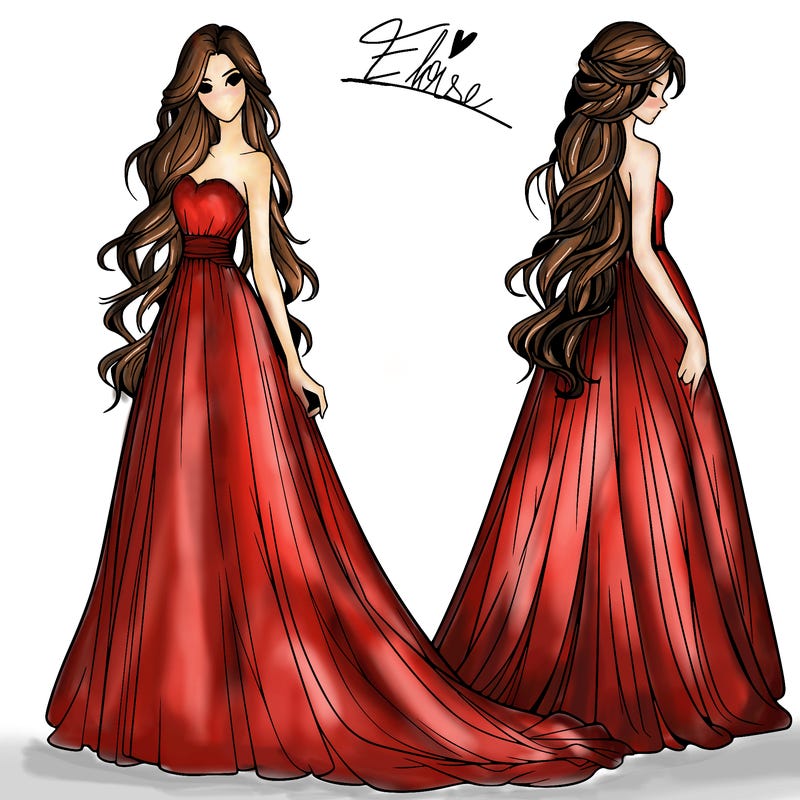 realistic woman with long flowing dress