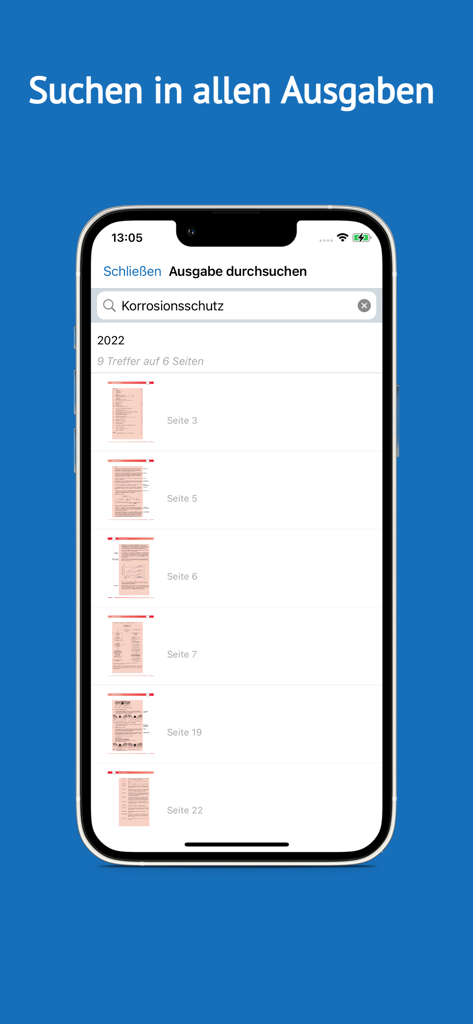 Suchergebnisse für technische Richtlinien in der Maler-App auf einem iPhone