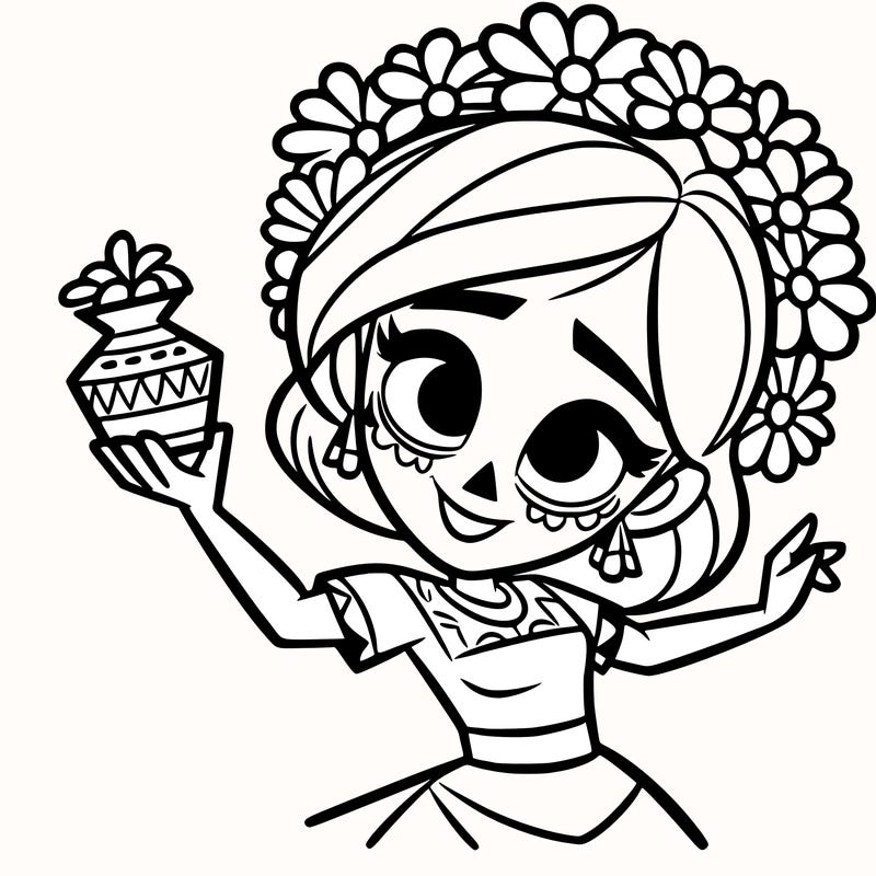 a disney style day of the dead woman.