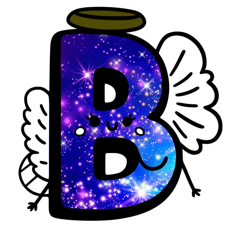 letter b with a halo and wings