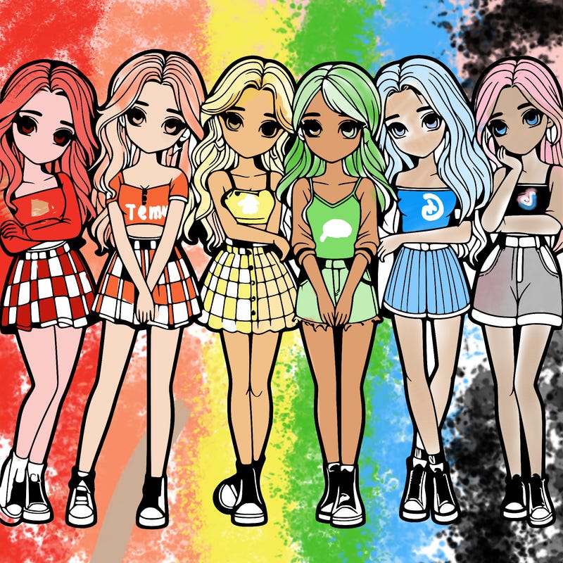 a group of girls realistic