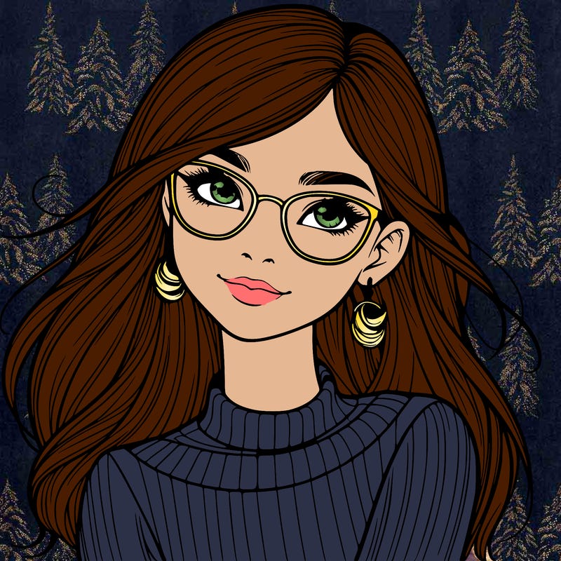 realistic girl with glasses