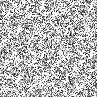 Discover a captivating world of interlocking reptiles with this unique tessellation coloring page. Featuring a continuous pattern of snakes and lizards, this design offers a satisfying challenge for coloring enthusiasts.