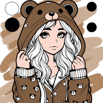 realistic girl in a animal pjs hoodie