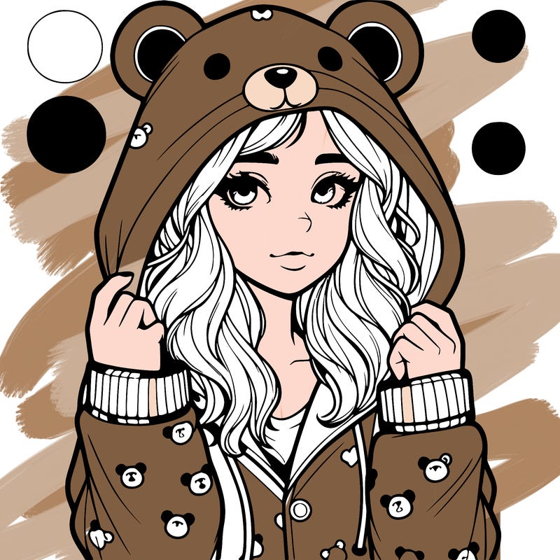 realistic girl in a animal pjs hoodie