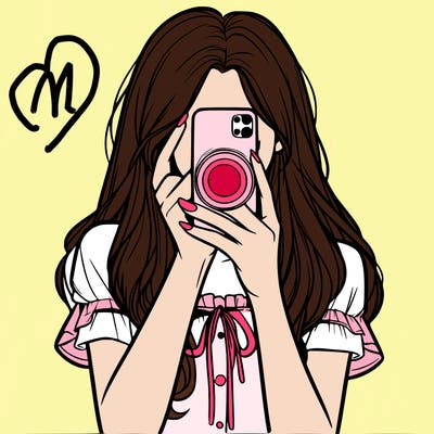 a realistic girl holding her phone taking pictures