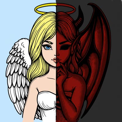 realistic angel half demon