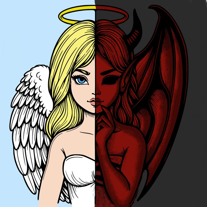 realistic angel half demon