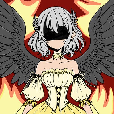 manga woman with large wings