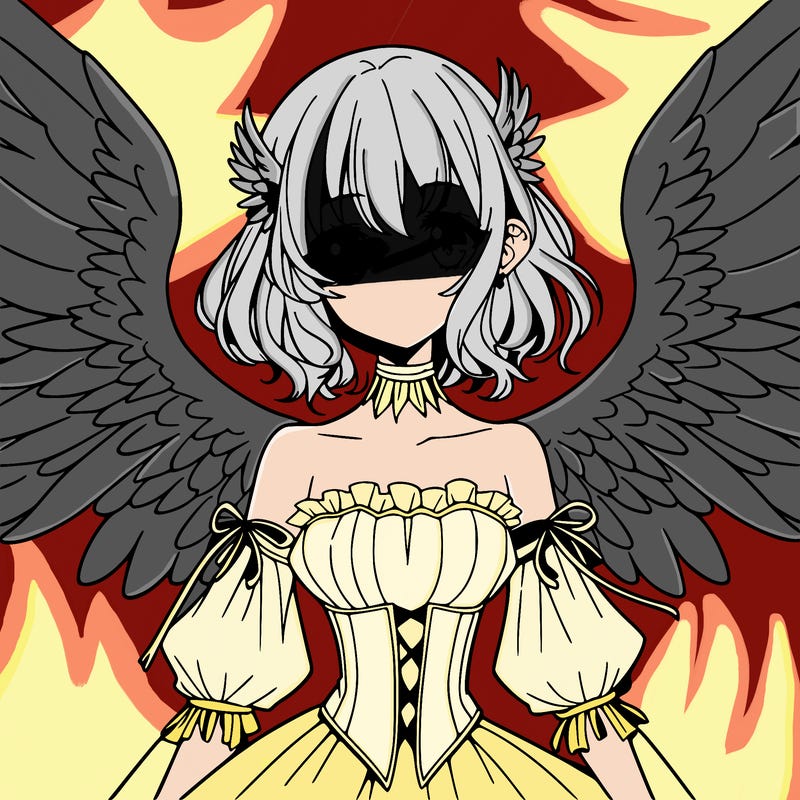 manga woman with large wings