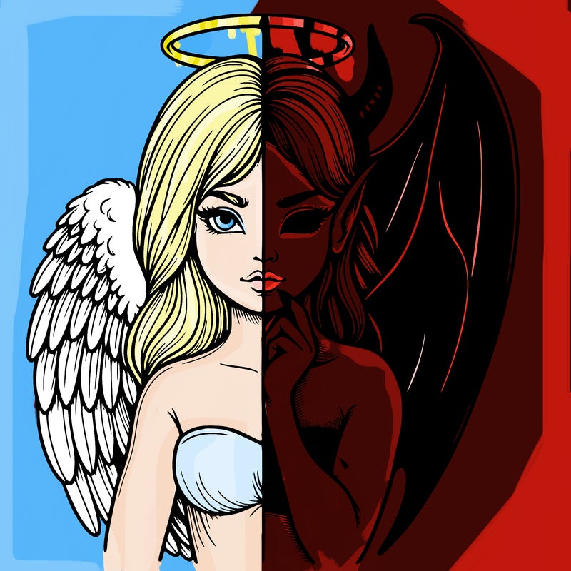 realistic angel half demon