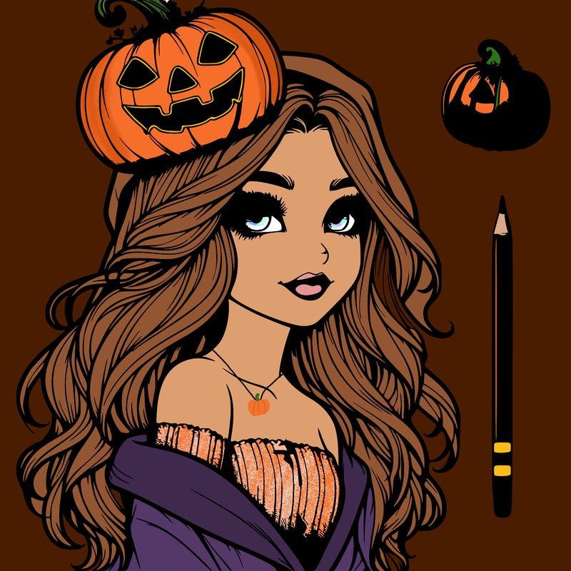 realistic  girl with  a halloween themed look