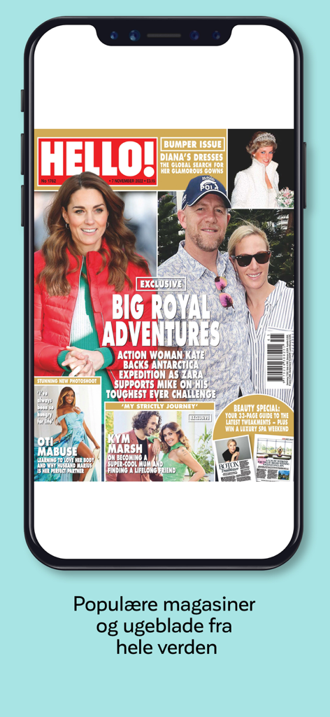 Pantalla de smartphone mostrando la app Pling con la portada de la revista Hello.