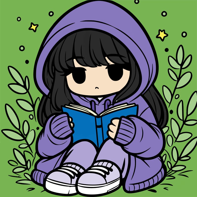 girl in oversized hoodie reading a book