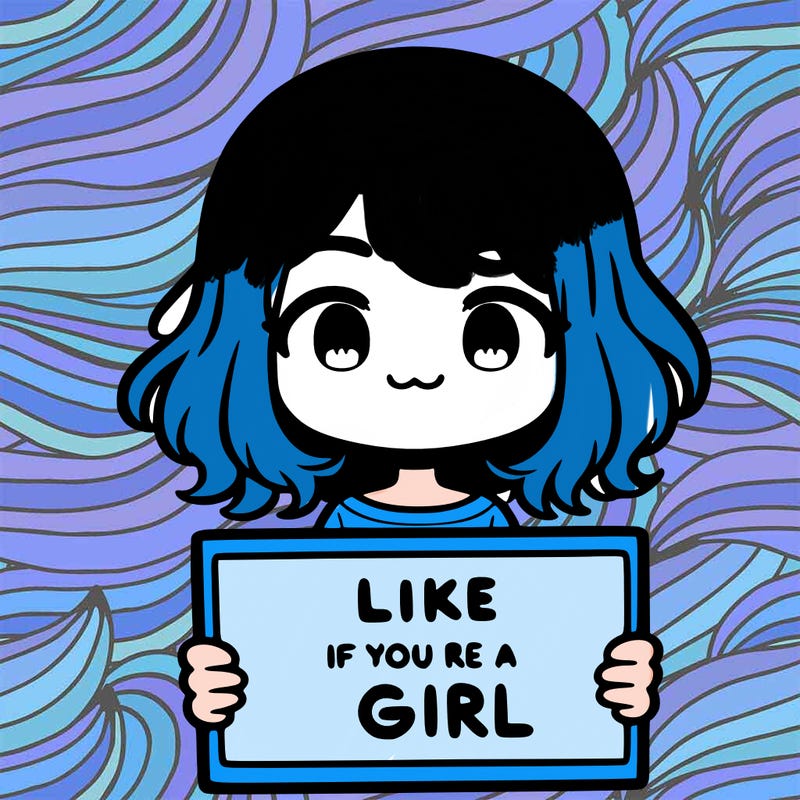 a cute girl holding a sign that says like if you’re a girl