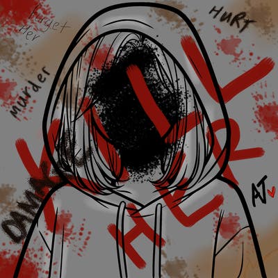 a faceless girl in a hoddie