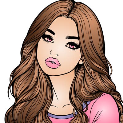 realistic girl with hair on her hair and lips