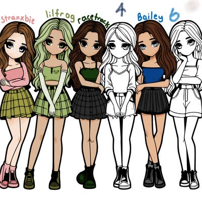 a group of girls realistic