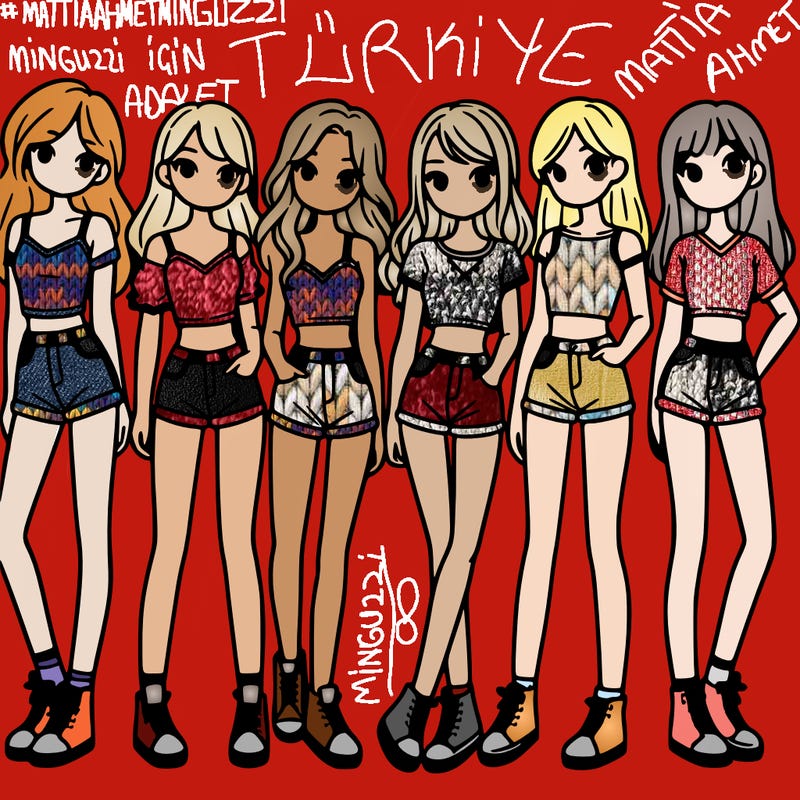 a group of girls wearing crop tops and shorts